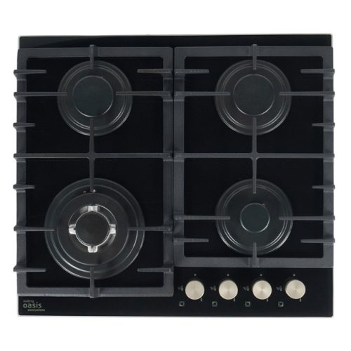 поверхность газовая OASIS P-BST 4 конфорки закаленное стекло/чугун черный