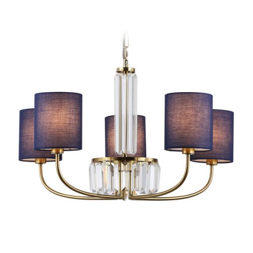 люстра подвесная AMBRELLA High Light E14х5 40Вт латунь/темно синий