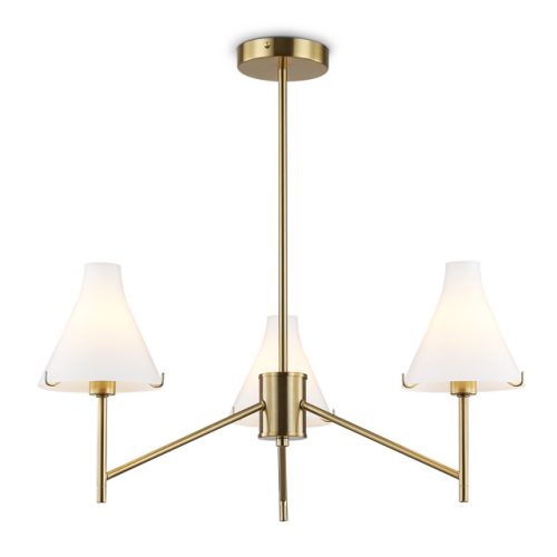 люстра потолочная AMBRELLA LIGHT Хай Лайт E14х3 40Вт латунь/белый матовый