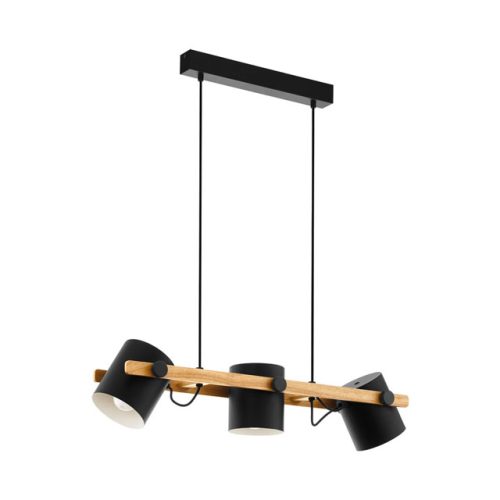 люстра подвесная EGLO Хорнвуд 3х60Вт E27 сталь дерево черный коричневый