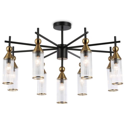 люстра потолочная AMBRELLA LIGHT Хай Лайт E14 9х40Вт черный/латунь/прозрачный