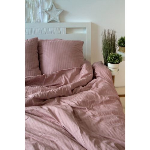 постельное белье 1,5сп COTTONIKA сатин-страйп 2 нав.50х70см розовое, арт.1,5сп5х7стр.роз
