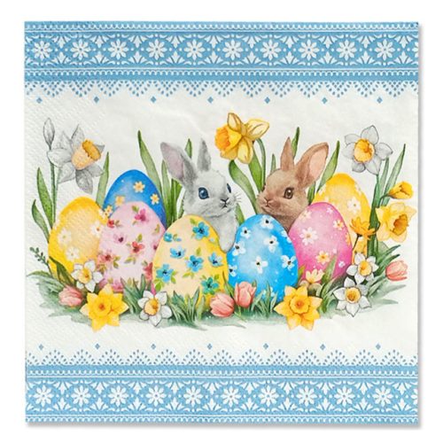 салфетки BOQUET Кролики и пасхальные яйца 3-слойные 33х33см 20шт