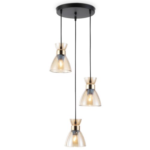светильник подвесной AMBRELLA LIGHT Традиционный E27х3 60Вт черный/золото/янтарь