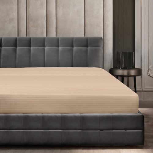 простыня на резинке VEROSSA Stripe 160х200х30см сатин-страйп бежевая, арт.784503