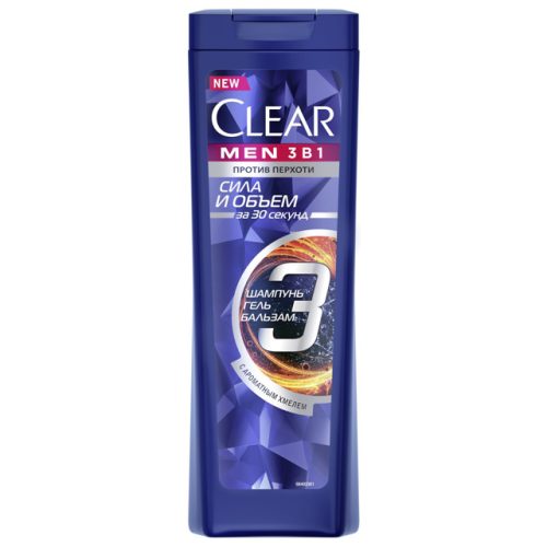 шампунь  КЛИАРMen 3в1 Сила и Объем против перхоти 400мл мужской