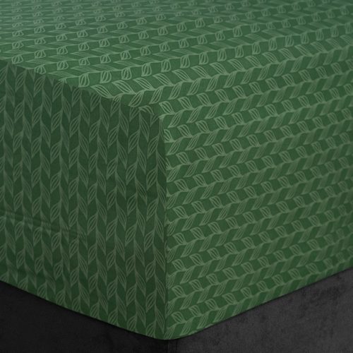 простыня на резинке Эльф 140х200х20см бязь зеленая, арт.045М-Весенняя полянка