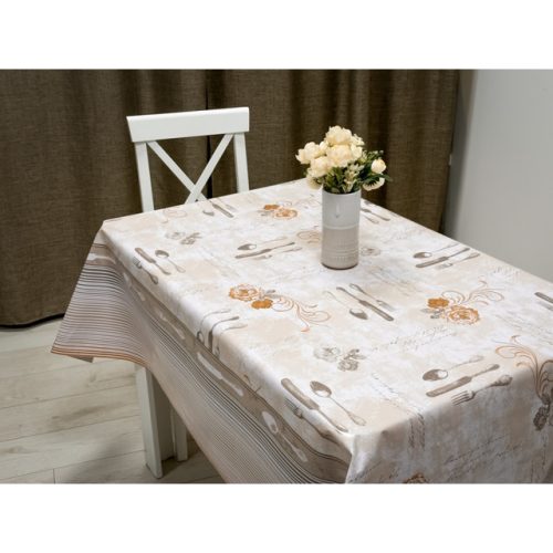 клеёнка Mirror Столовые приборы шир.140см бежевая, арт.14485