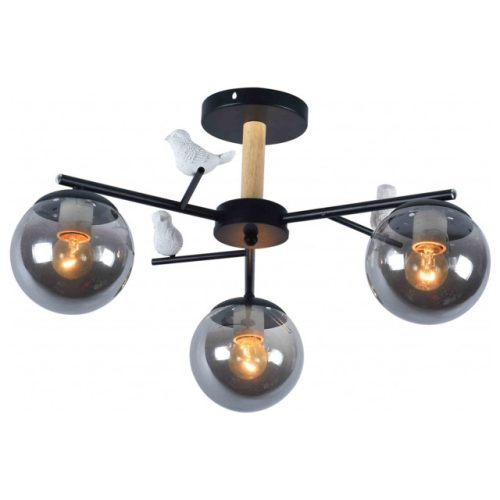 люстра потолочная JUPITER Киви 3х60Вт Е27 стекло металл черный