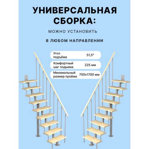 лестница  ЛЕСЕНКА Линия-Квадро прямой марш h 2025-2250