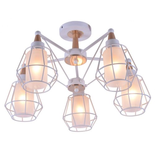 люстра потолочная JUPITER Эльбор 5х60Вт Е27 металл дерево белый