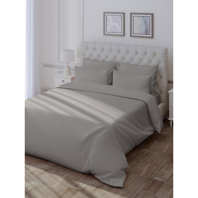 простыня VEROSSA Stripe 220х240см сатин-страйп серая, арт.735957