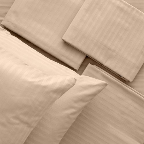 простыня на резинке VEROSSA Stripe 180х200х30см сатин-страйп бежевая, арт.784516