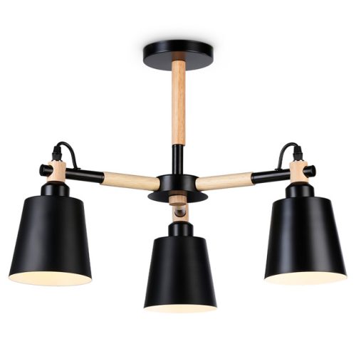 люстра потолочная  AMBRELLA LIGHT Традиционный 3х40Вт E27 черный светлое дерево