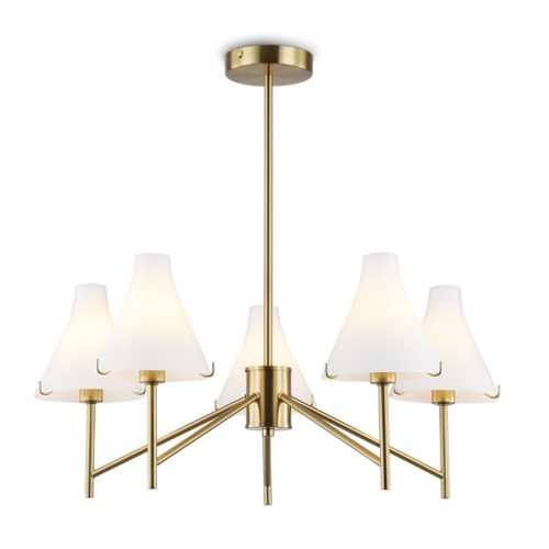 люстра потолочная AMBRELLA LIGHT Хай Лайт E14х5 40Вт латунь/белый матовый