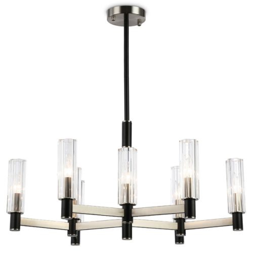 люстра потолочная AMBRELLA LIGHT Хай Лайт E14 9х40Вт сатин никель/черный/прозрачный