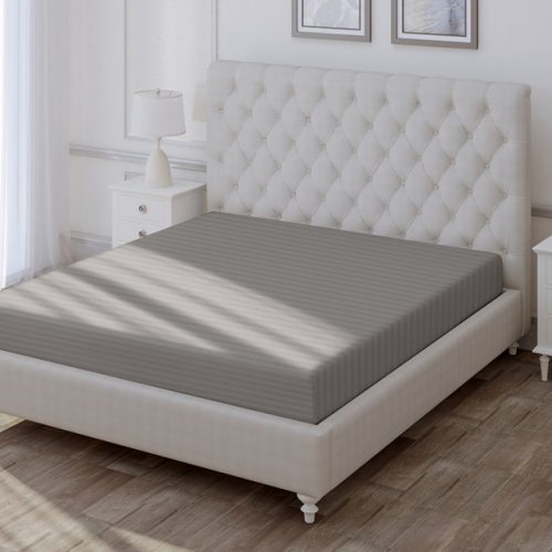 простыня на резинке VEROSSA Stripe 180х200х30см сатин-страйп серая, арт.784511