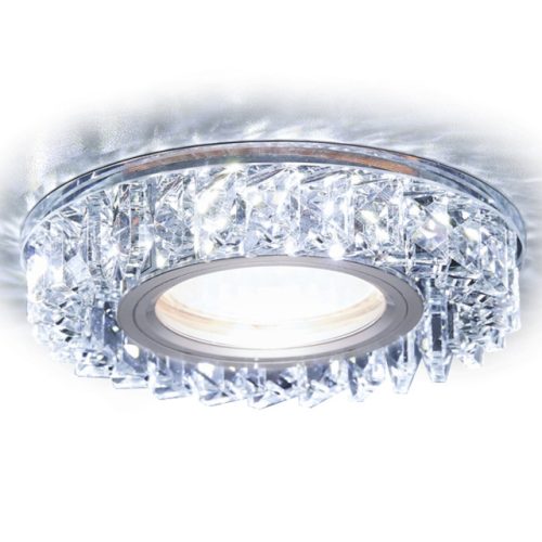 светильник встраиваемый AMBRELLA LIGHT Стандарт Спот MR16 GU5.3 + 3Вт LED хром/прозрачный хрусталь