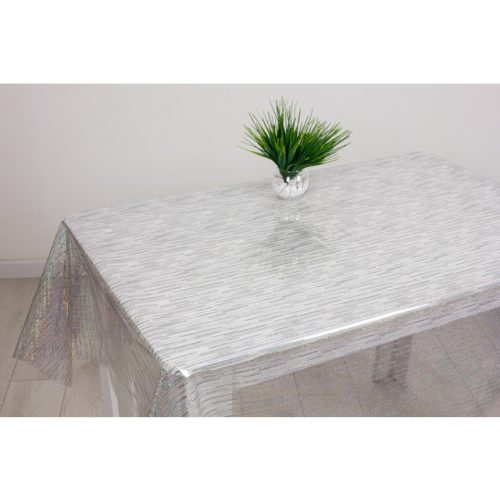 клеенка DASCH 0,4мм Серебряный дождь шир.140см прозрачная с рисунком, арт.15264