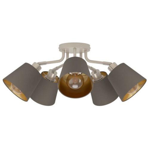 люстра потолочная EGLO Масерло 5х60 Е27 металл кремово-золотой текстиль капучино