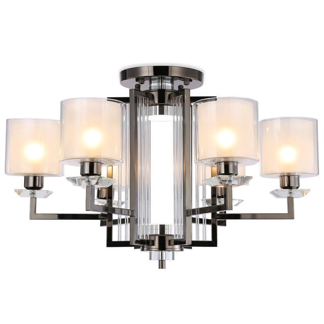 люстра потолочная AMBRELLA LIGHT Традиционный E27х6 40Вт черный хром/прозрачный/белый матовый