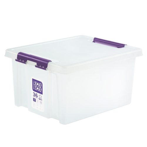 ящик ROXBOX Home 36л 50х39х25см с клипсами, крышкой прозрачный