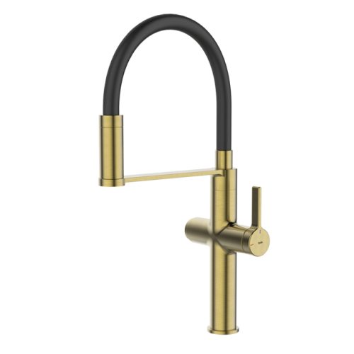 смеситель для кухни IDDIS Ikon гибкий канал для фильтра латунь матовое золото