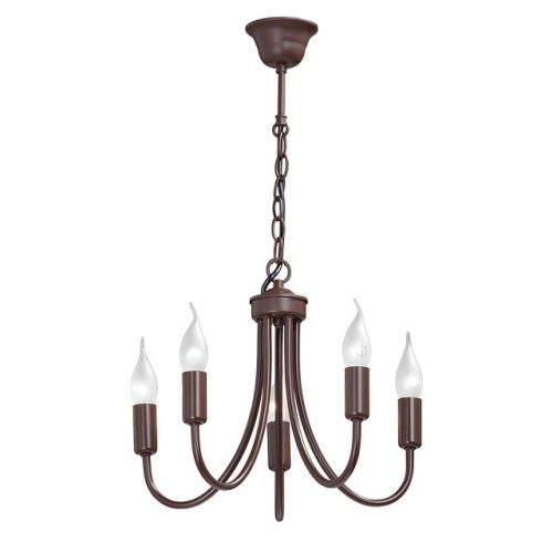 люстра подвесная VITALUCE Симпл 5х40 E14 металл коричневый