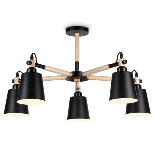 люстра потолочная  AMBRELLA LIGHT Традиционный 5х40Вт E27 черный светлое дерево