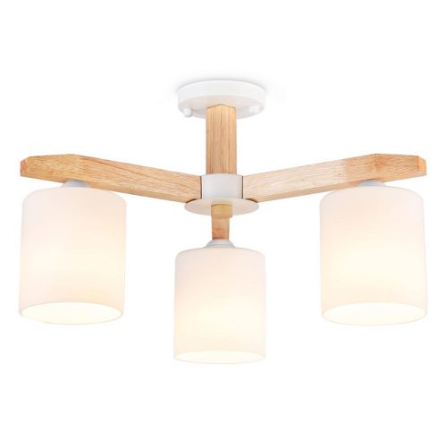 люстра потолочная AMBRELLA LIGHT Традиционный 3х40Вт E27 белый светлое дерево