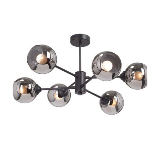 люстра потолочная VITALUCE Инспае E27 6х40Вт металл стекло черный