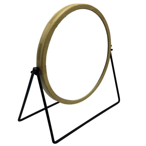 зеркало настольное 21х18,5см круглое бамбук, металл двухсторонее