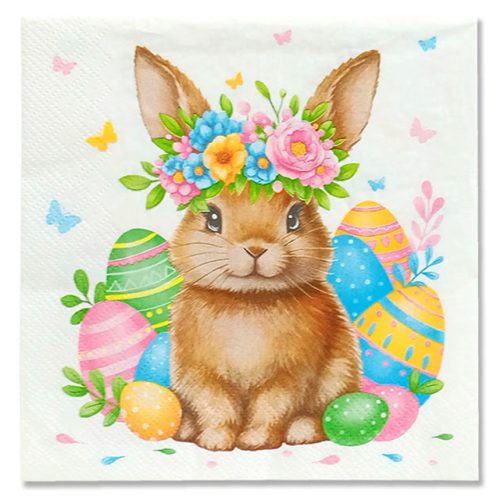 салфетки BOQUET Кролик в цветочном венке 3-слойные 33х33см 20шт